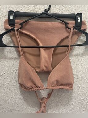 Jade Swim Terry Bikini Set in Nude Brown Top-M Bottoms-Small